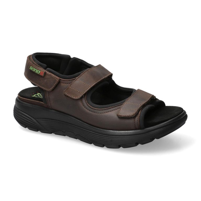 Sano by Mephisto WILFRIED bruine extra brede wandelsandalen voor heren met rolling technologie